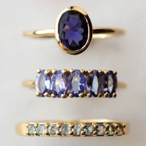 Gold Plated Simulated Amethyst Engagement Set💜✨🩵✨💛✨💜✨🩵✨💛✨💜